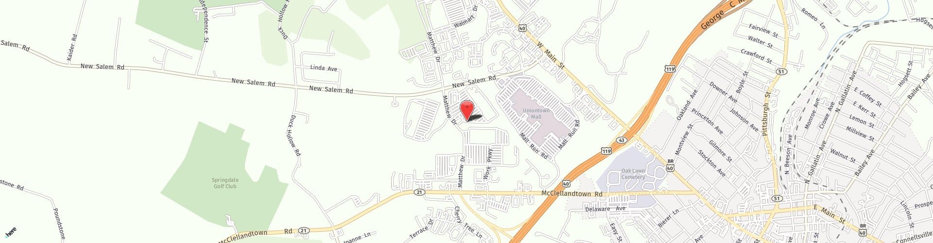 Location Map: 107 Matthew Drive Uniontown, PA 15401